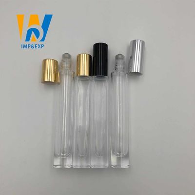 bouteille en verre de boule de commande d'espace libre de 1ml 15ml 10ml avec le chapeau Mini Refillable Rollerball Perfume d'or